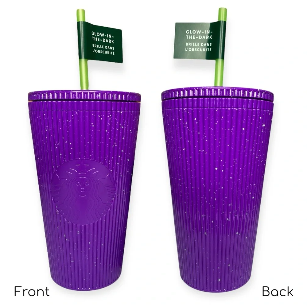 Starbucks Tumbler + Keychain 2024 Fall Halloween Pleated Glow in Dark 16oz Cup